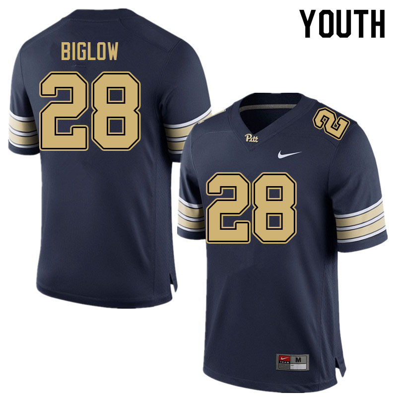 Youth #28 Noah Biglow Pitt Panthers College Football Jerseys Sale-Navy